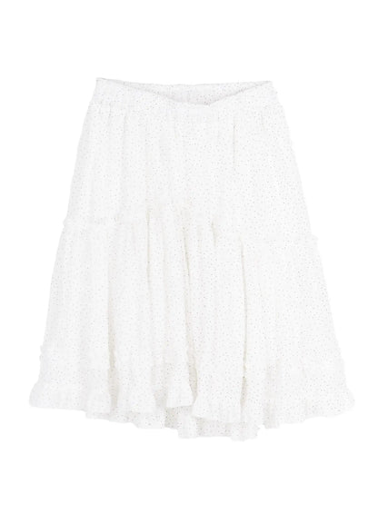 Asymmetric Ruffle Polka Dot Midi Skirt IU505
