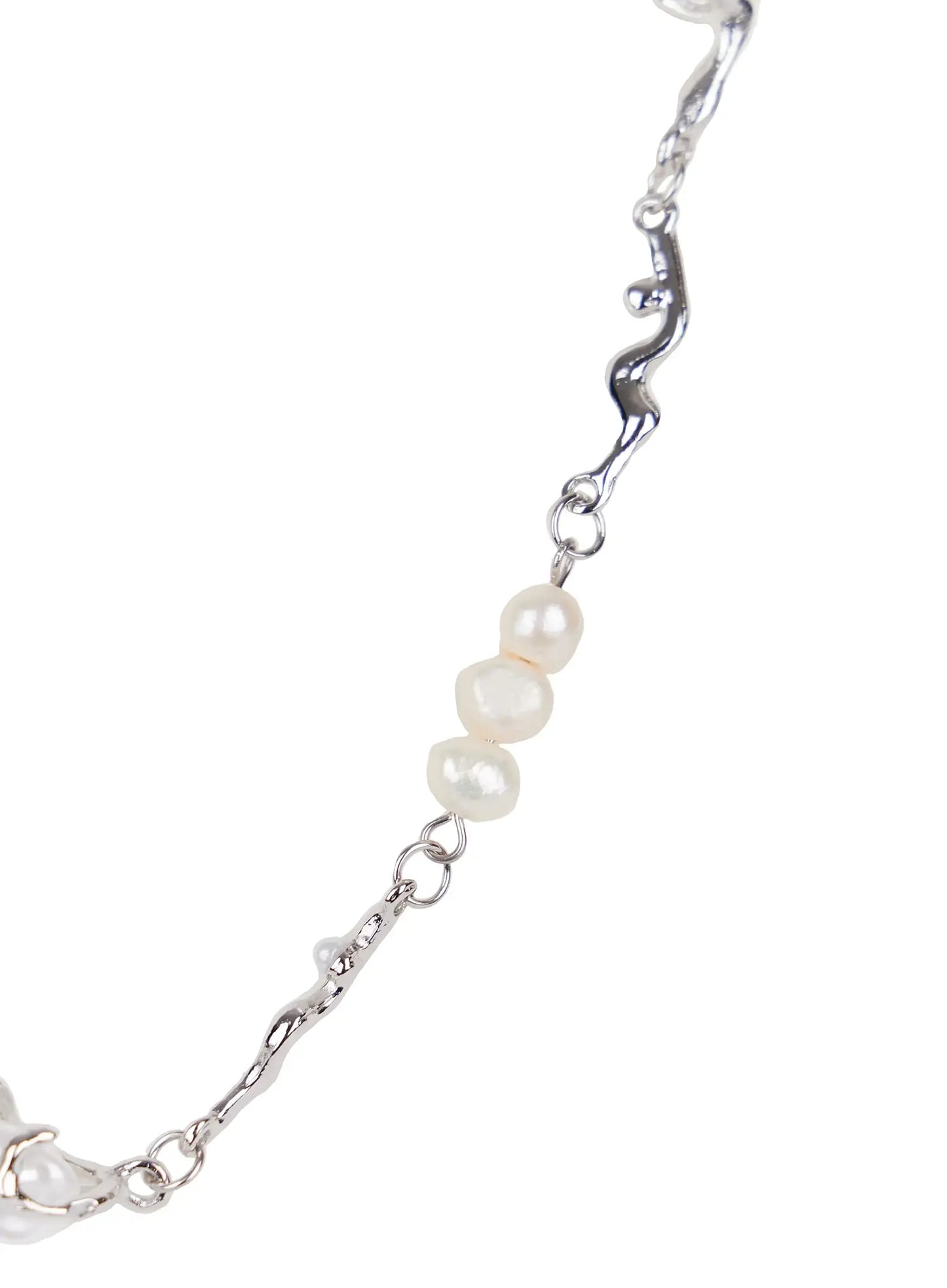 Asymmetric Faux-Pearl Link Necklace IN510