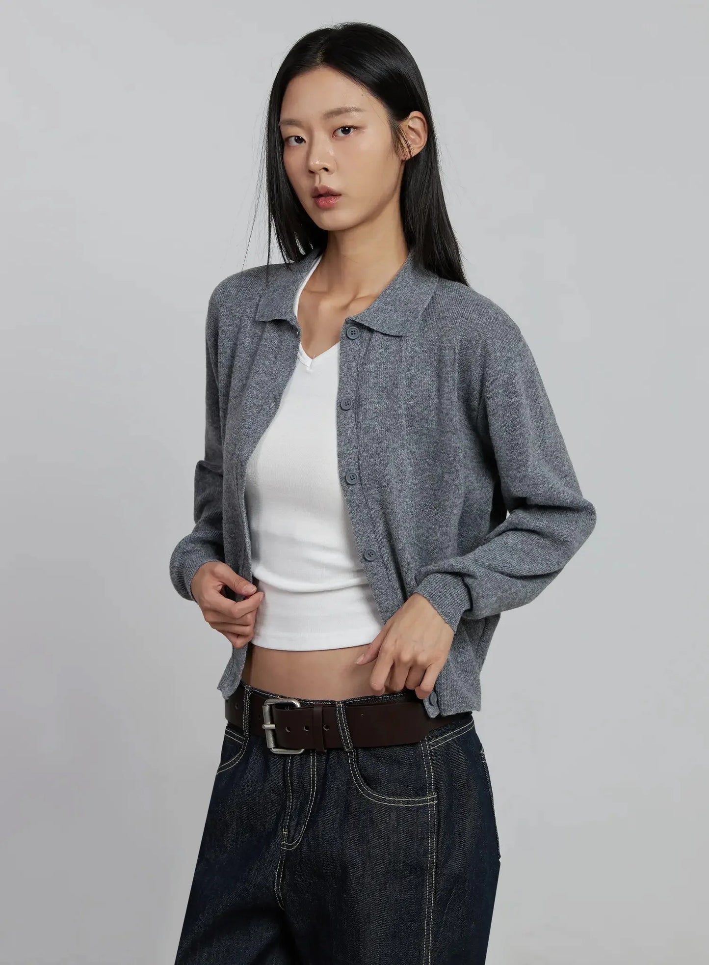 Classic Collar Knit Cardigan IM520