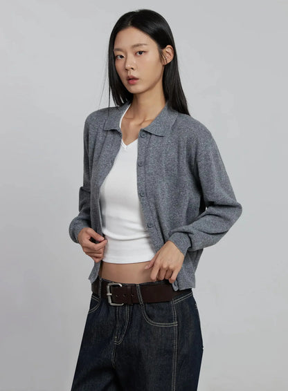 Classic Collar Knit Cardigan IM520