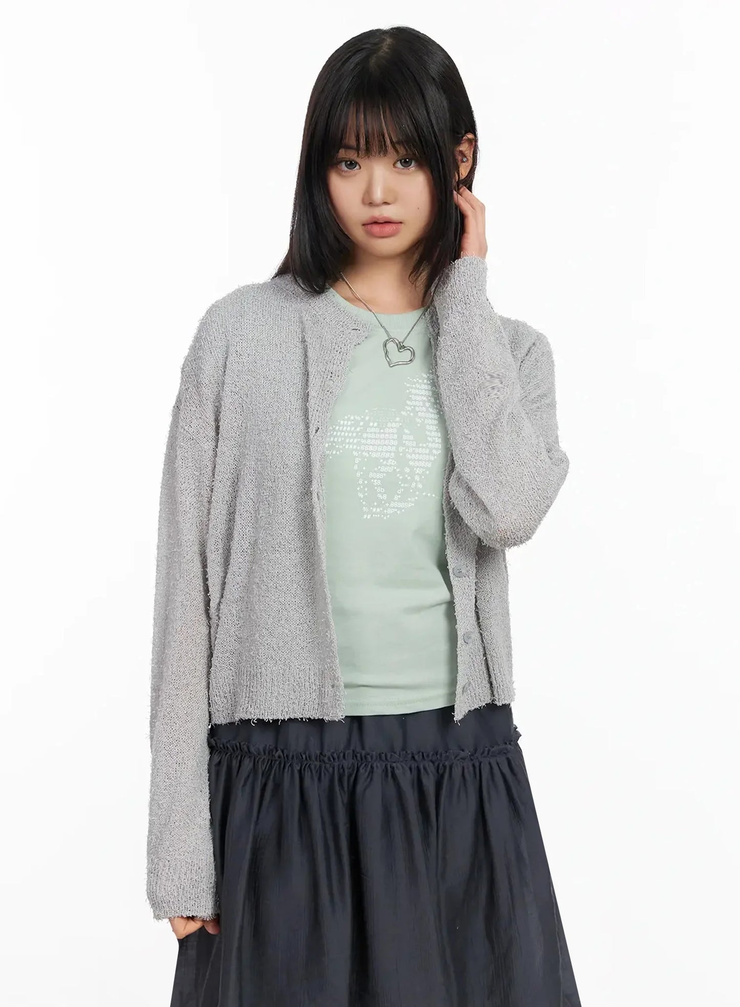 Basic Crew Neck Cardigan IA523
