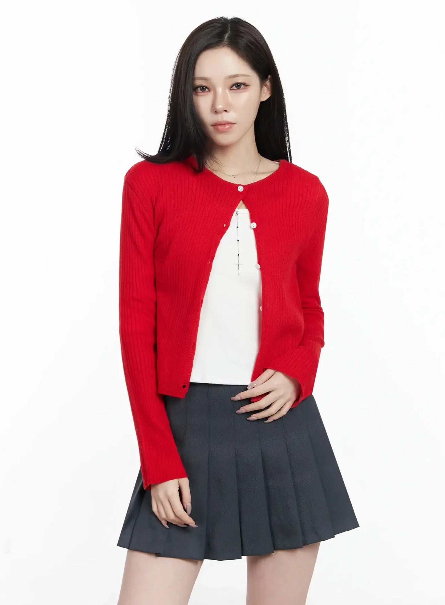 Basic Ribbed Cardigan IJ528