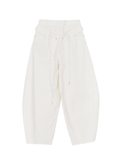 Back Corset Belt Wide-Leg Cotton Pants IA527