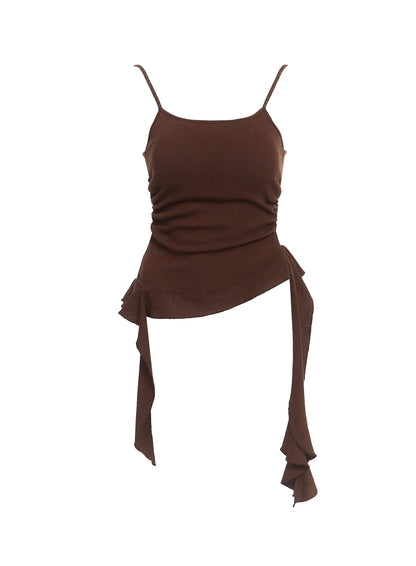 Asymmetric Frill Long Tank Top IC503