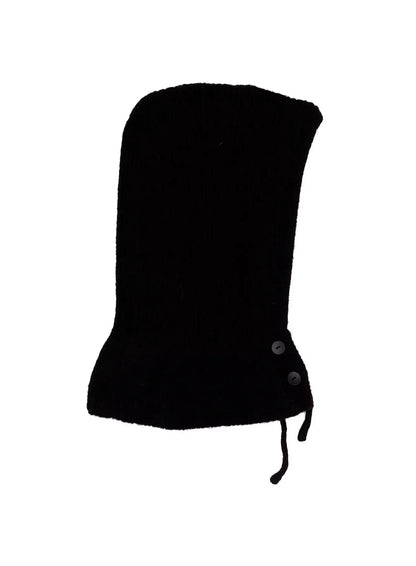 Buttoned Knit Hood Hat IN528