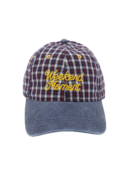 "Weekend Moment" Embroidered Denim Plaid Baseball Cap IF511
