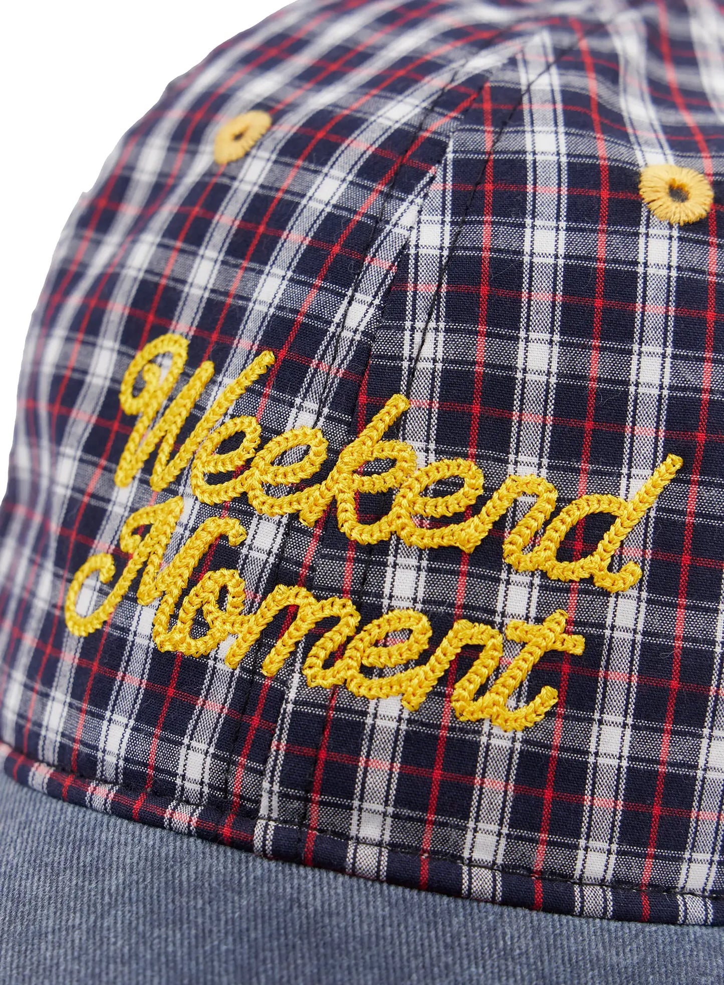 "Weekend Moment" Embroidered Denim Plaid Baseball Cap IF511