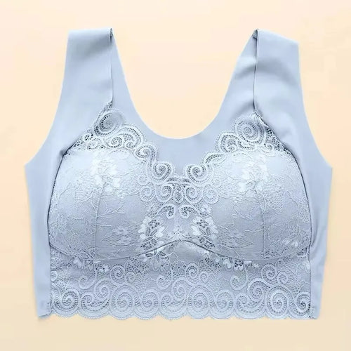 New Women's Lace Bra Trackless Sports Thin Bra Breathable, Soft And Comfortable Casual No Underwire V-Neck Bra
