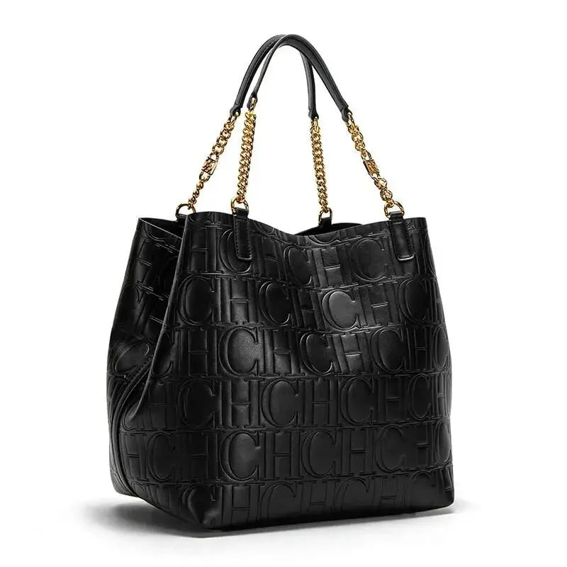 CH Superior Sense of Solid Colour Simple Style Ladies Large Capacity Tote Bag Daily Commuting Fashion Style Ladies Versatile