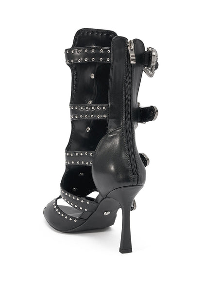 AKIRA GOLD SOLVEIG BLACK EMBELLISHED WESTERN STILETTO SANDAL