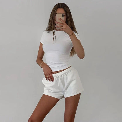 2024 Spring New Short Sleeve T-Shirt Women Solid Simple Casual Soft All-Match Hot Basic Crop Tops Tees Summer Fashion
