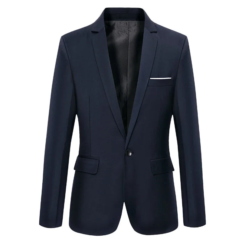 Men Blazer Single Button Cardigan Full Sleeve Slim Fit Turn Down Collar Top Blazer Solid Smart Casual Outwear Spring 2025