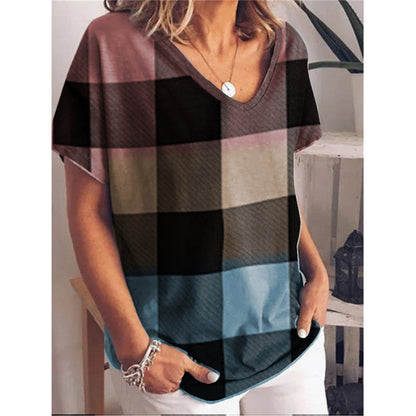 New Gradient Color Printing Short-Sleeved Large Size Loose Women's T-Shirt Tops Women