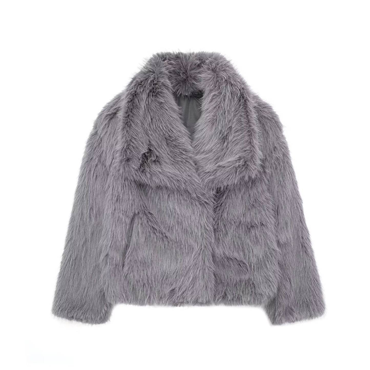 Women's Fluffy Plush Lapel Coat