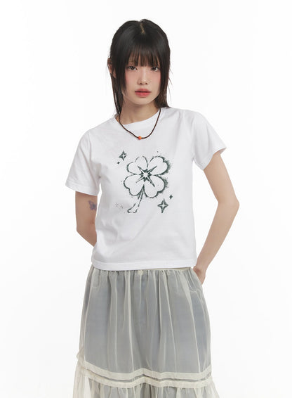 Clover Graphic Crop Top CF518