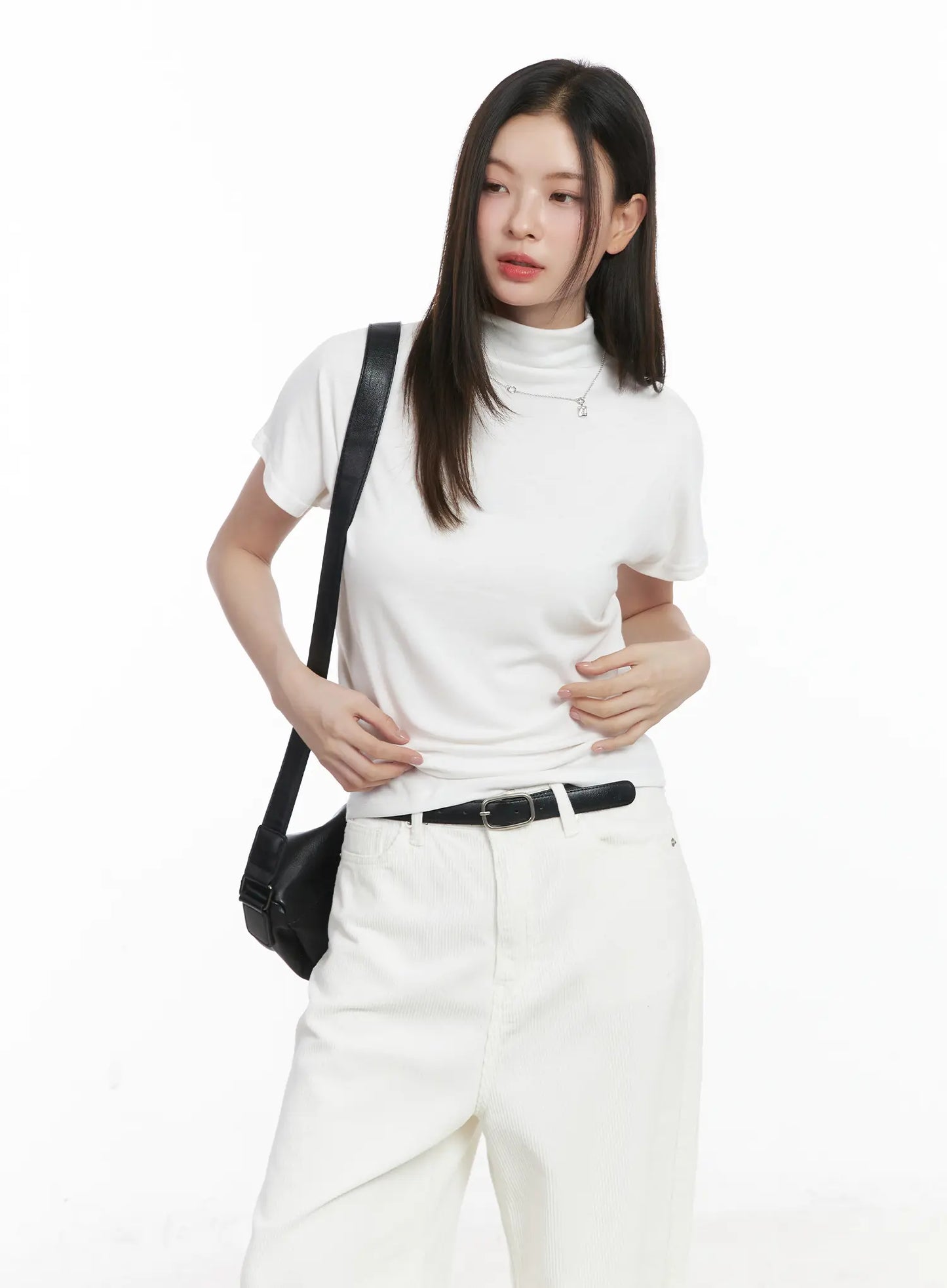 Basic Mock Neck Short Sleeve Top CJ507