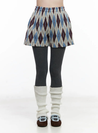 Argyle Pattern Knit Shorts CJ520