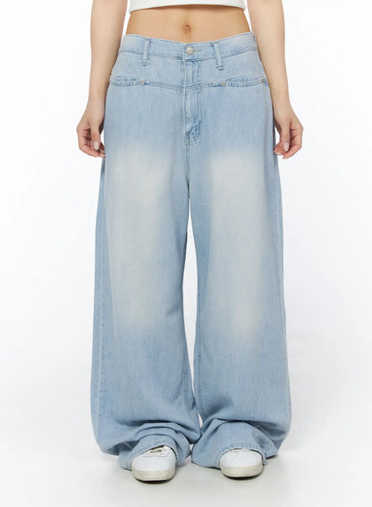 Avena Wide Leg Washed Jeans CY522