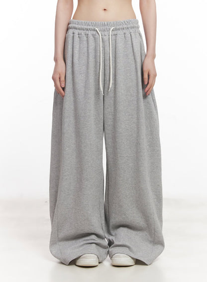 Adjustable Pintuck Wide-Leg Sweatpants CY521