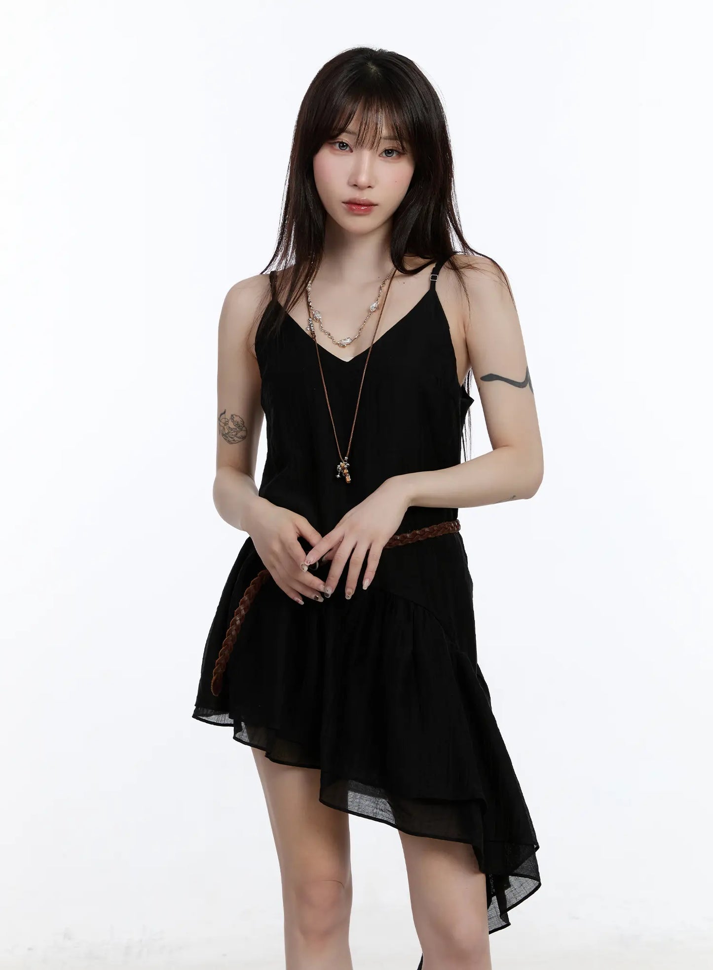 Asymmetric Hem Chiffon Mini Dress CA501