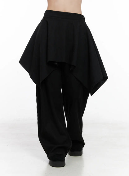 Asymmetric Layered Skirt Pants CN514