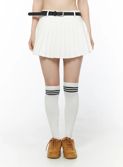 Belted Pleated Mini Skirt CU511