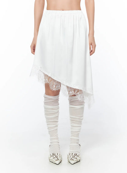 Asymmetrical Lace Midi Skirt CY512