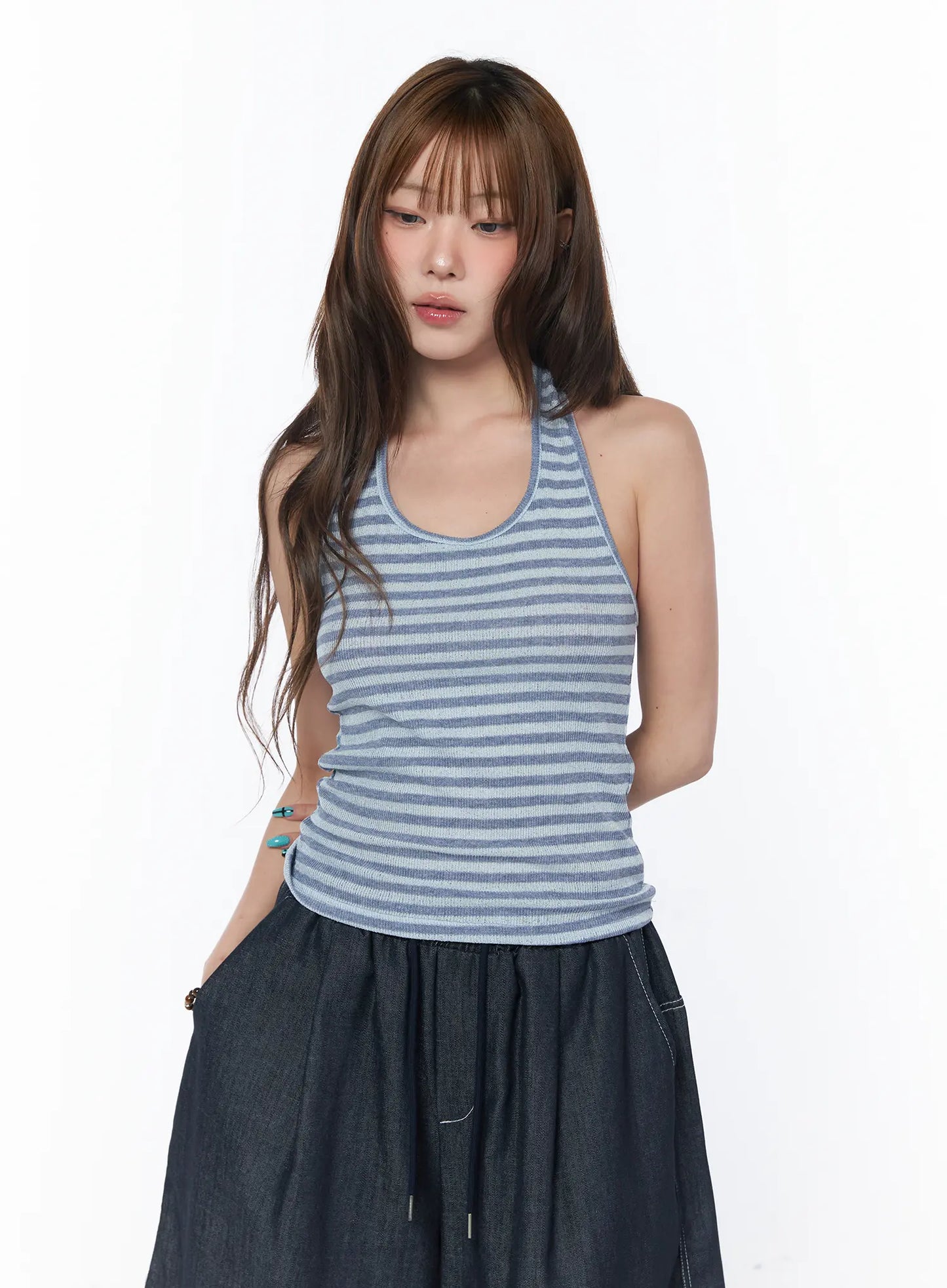Casual Striped Halter Tank Top CY529