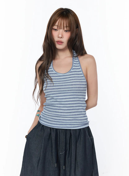 Casual Striped Halter Tank Top CY529