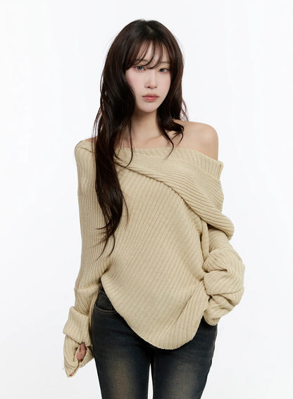 Casual Asymmetrical Knit Hoodie CN524