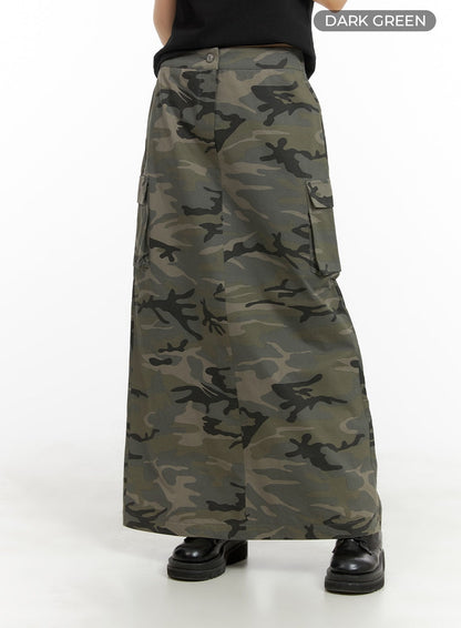 Camo Cargo Maxi Skirt CA418
