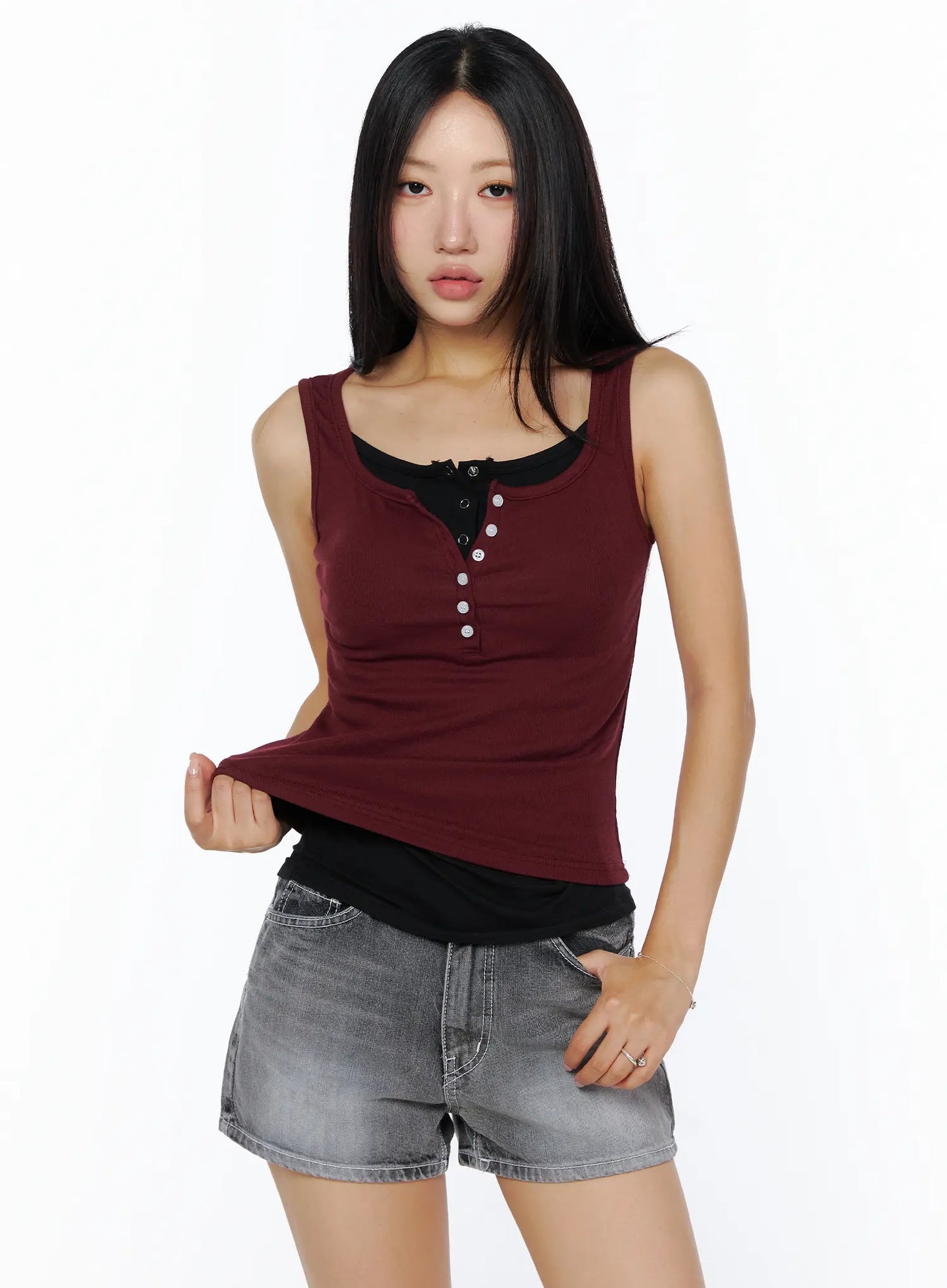Basic Button Tank Top CU515