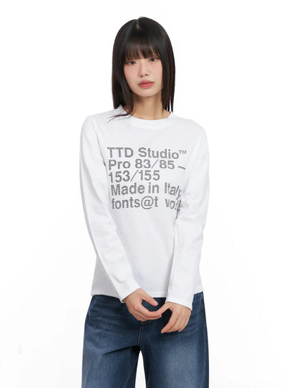 Chic Lettering Long Sleeve Tee CN521
