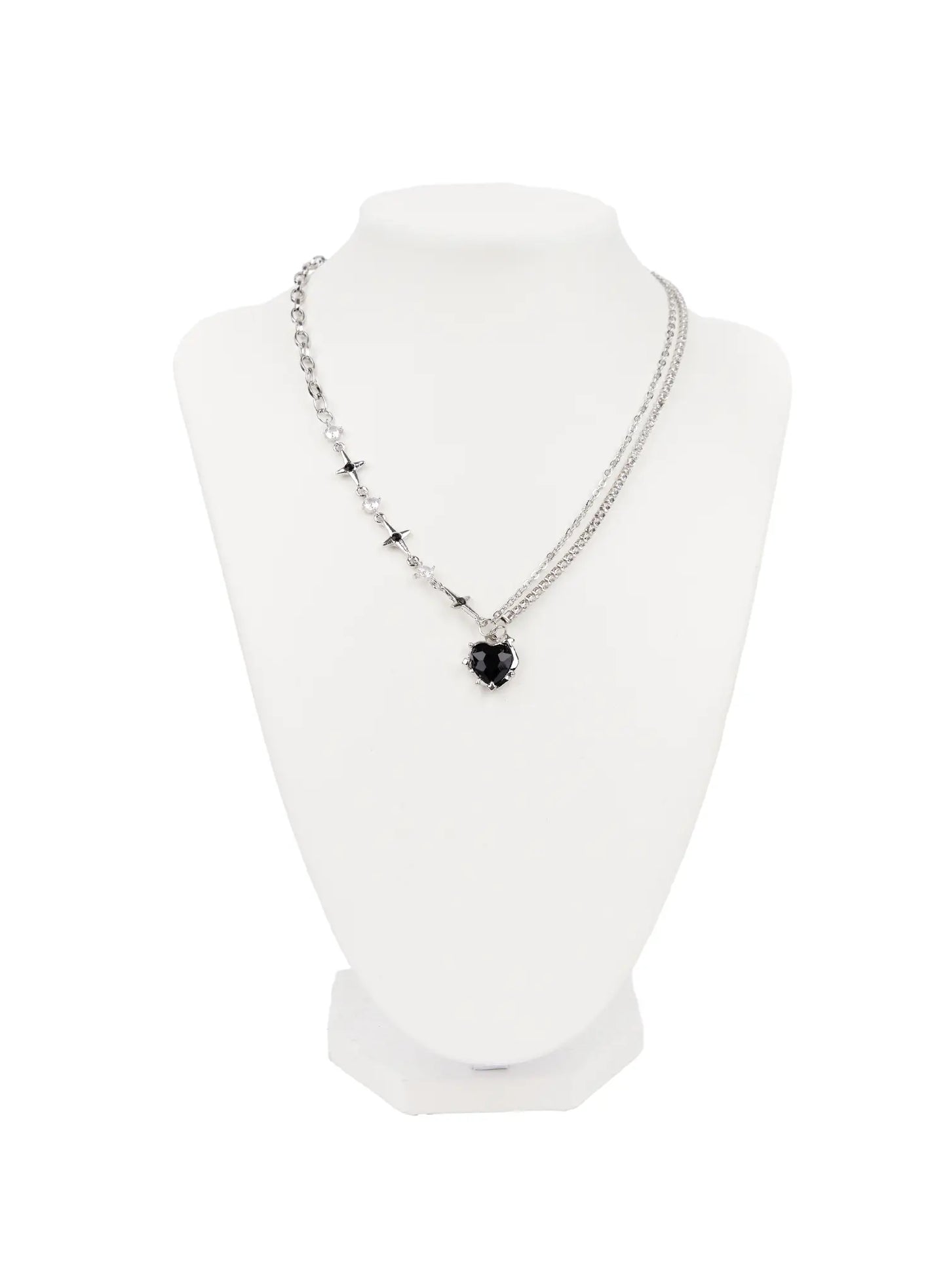 Black Heart Chain Necklace CA508