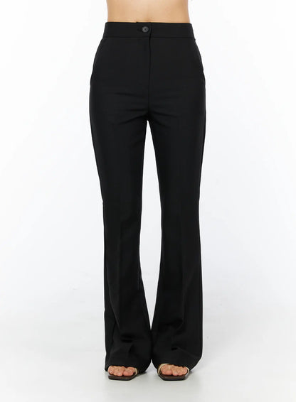 Basic High-Waist Stretch Flared Slacks CU522