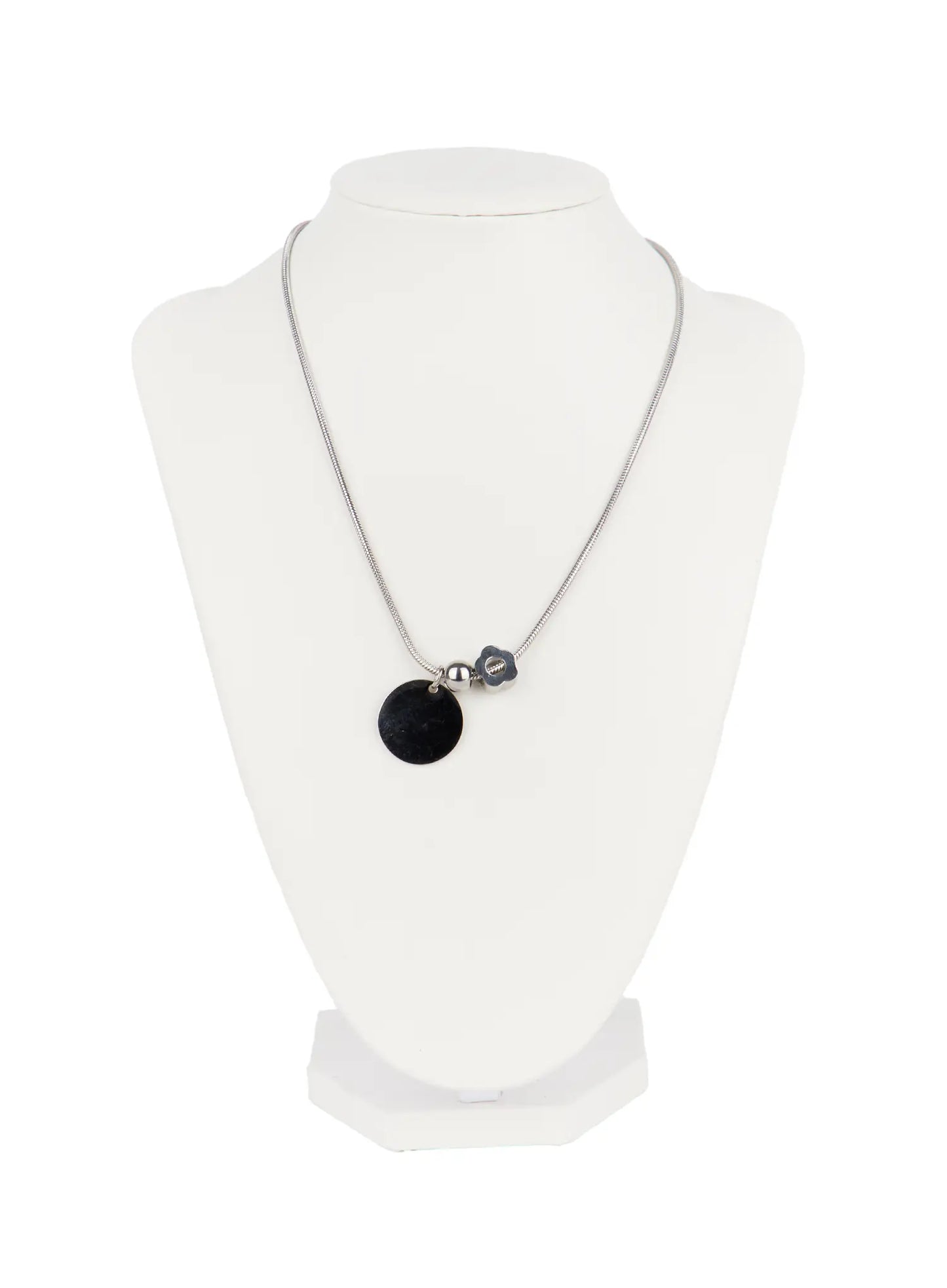 Circle Pendant Flower Charm Necklace CJ515