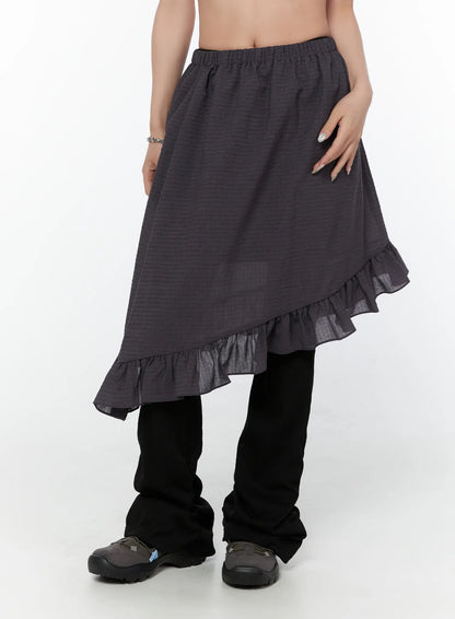 Asymmetric Frill Midi Skirt CY515