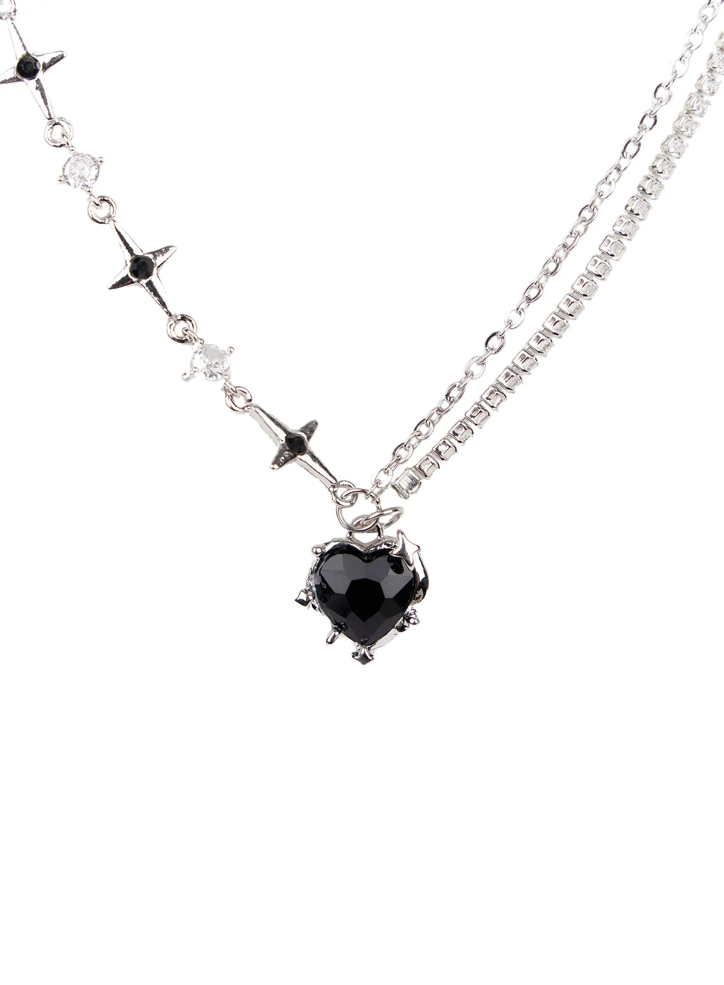 Black Heart Chain Necklace CA508