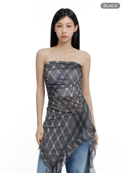 Checkered Ruffle Midi Dress CO426