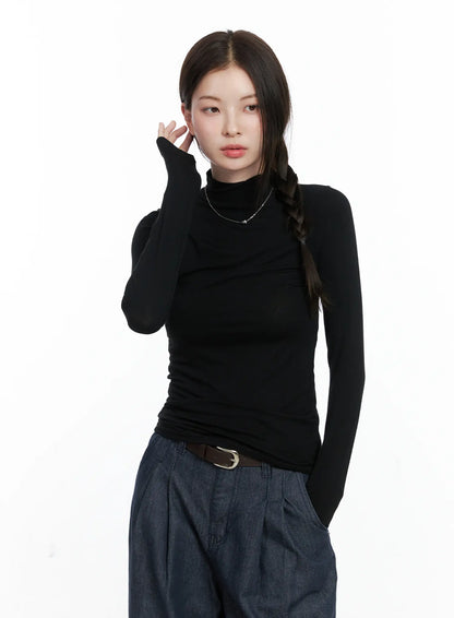 Basic Mock Neck Long Sleeve Top CO503