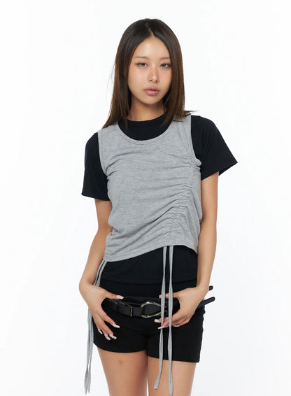 Casual Layered Set With Sleeveless Top CA517