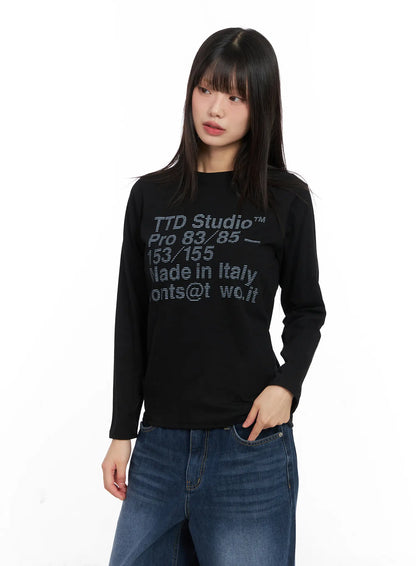 Chic Lettering Long Sleeve Tee CN521