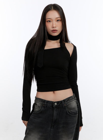 Chic One-Shoulder Top with Bolero CN401