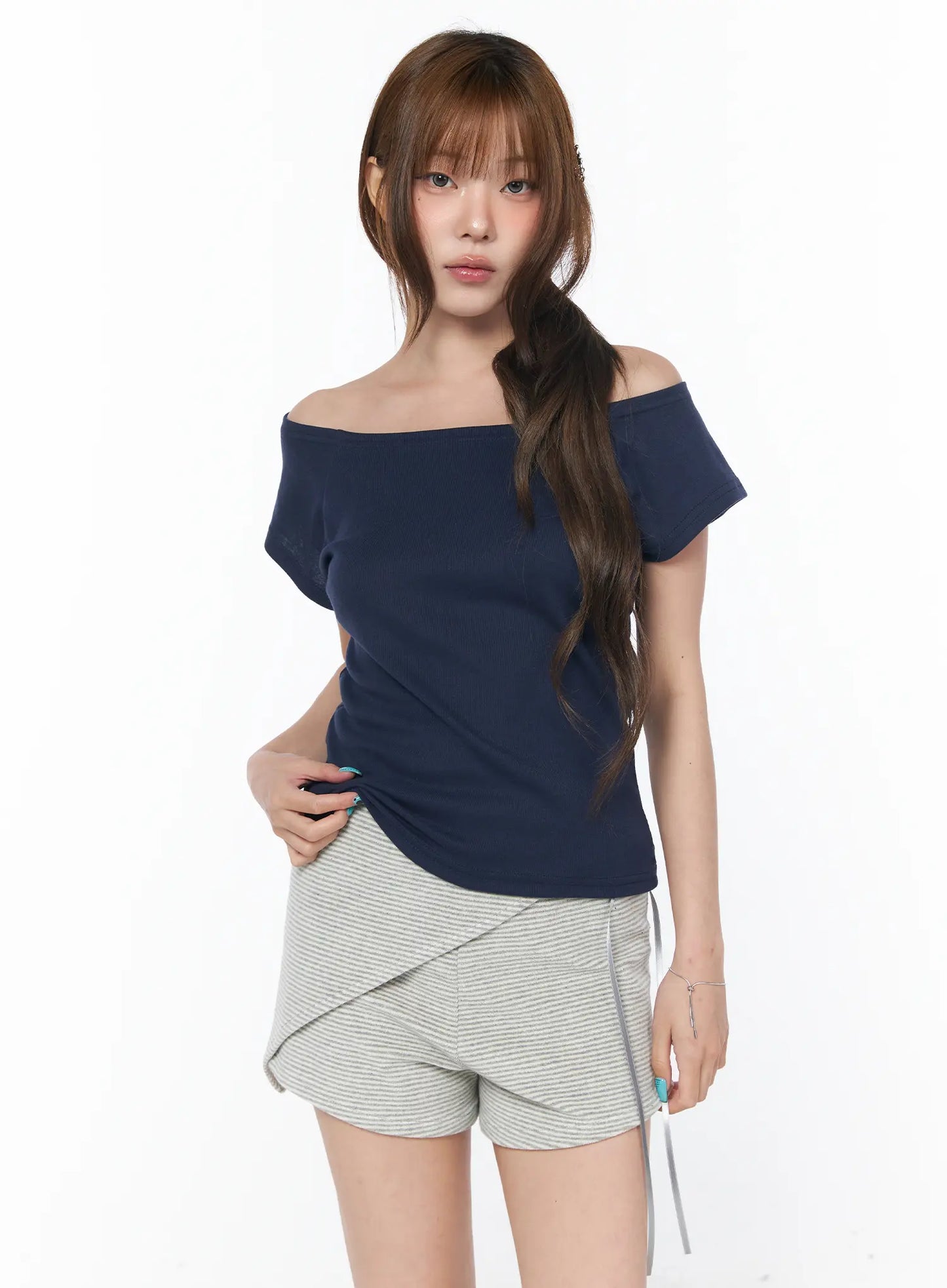 Casual Boat Neck Short Sleeve Tee CY529