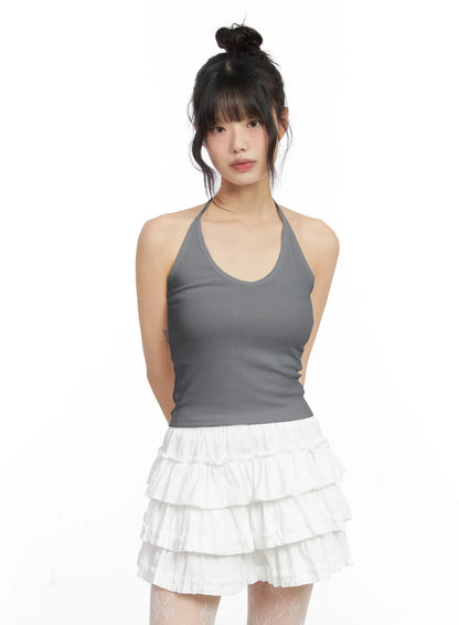 Basic U-Neck Halter Tank Top CN517