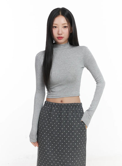 Basic Mock Neck Long Sleeve Crop Top CD529