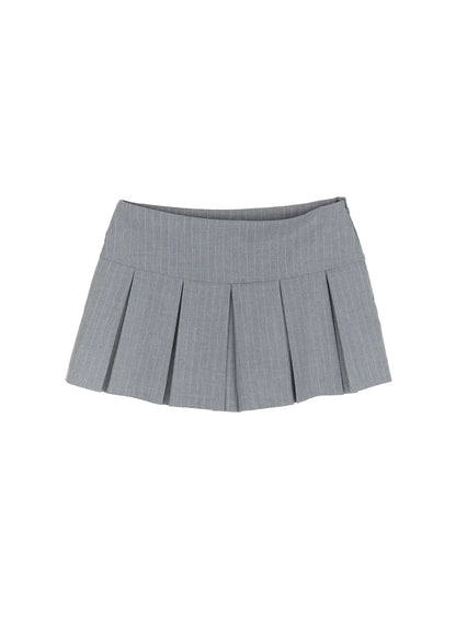 Chic Striped Pleated Mini Skirt CM511