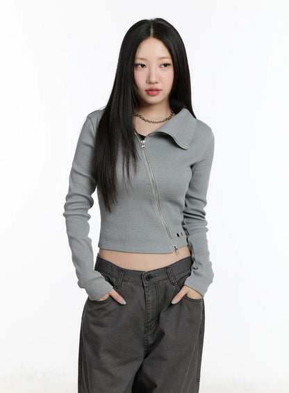 Asymmetric Zip Crop Jacket CM511