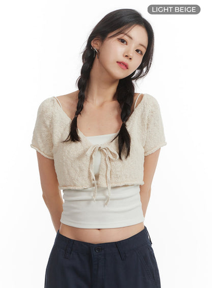 Bowknot Short Sleeve Cardigan OM406