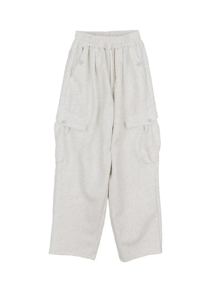 Button Wide Leg Cargo Sweatpants CF509